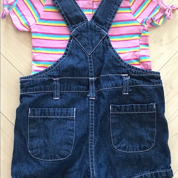 US Polo Association Overalls & Pink Stripe Onesie - Picture 3 of 7